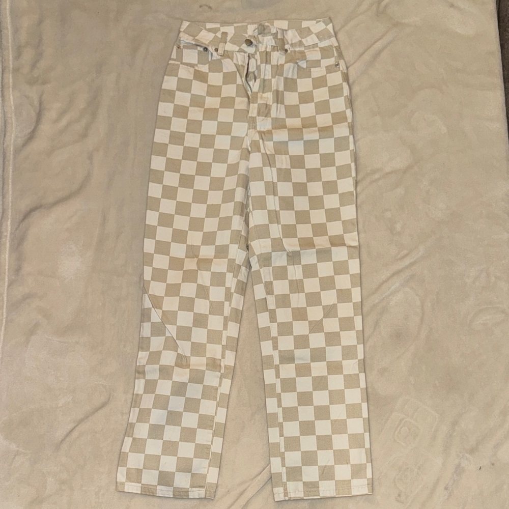 Glassons Beige Checkered Women Jeans